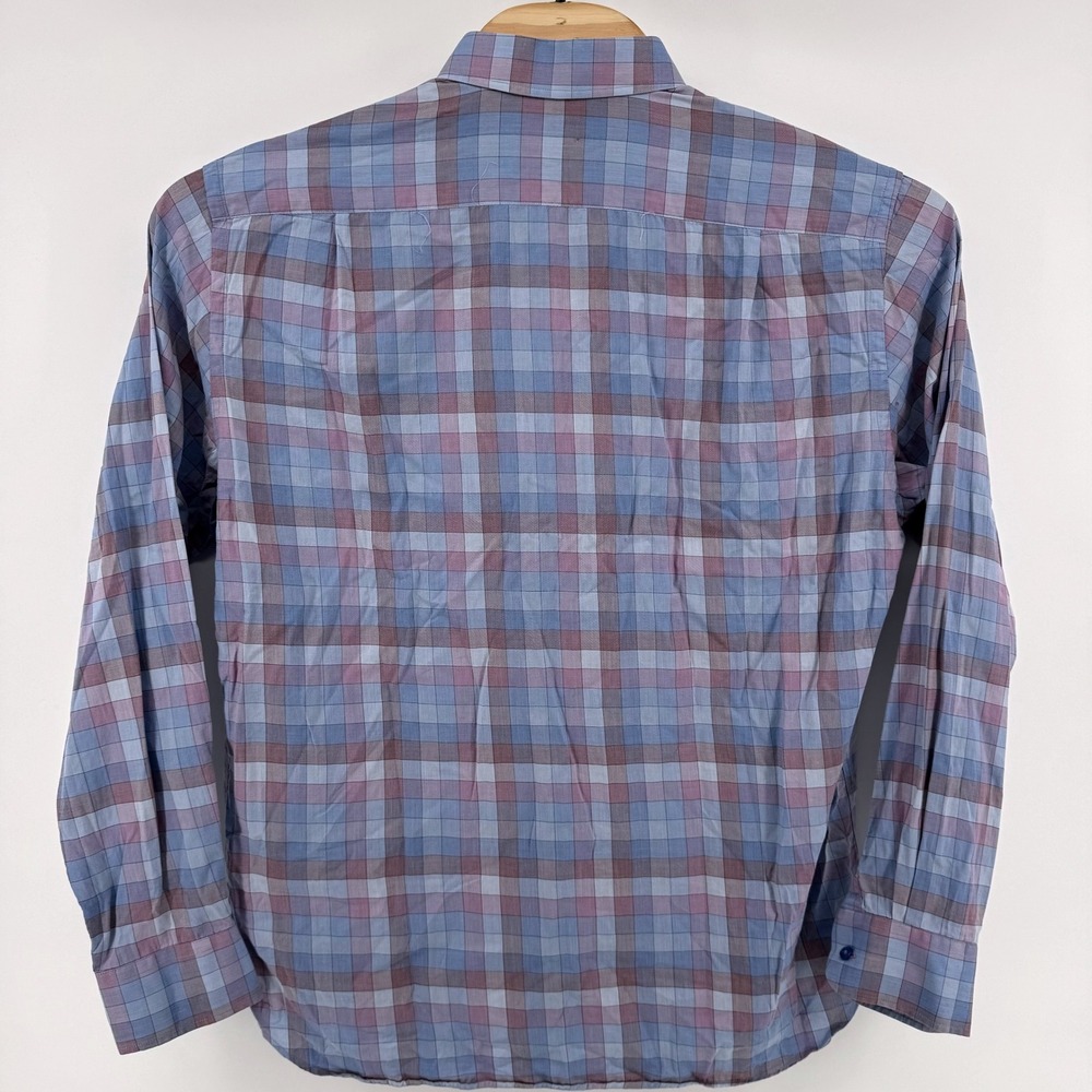 Hammer Made Button Down Shirt 43/17 Large Blue Purple Plaid Long Sleeve Cotton - Picture 3 of 8